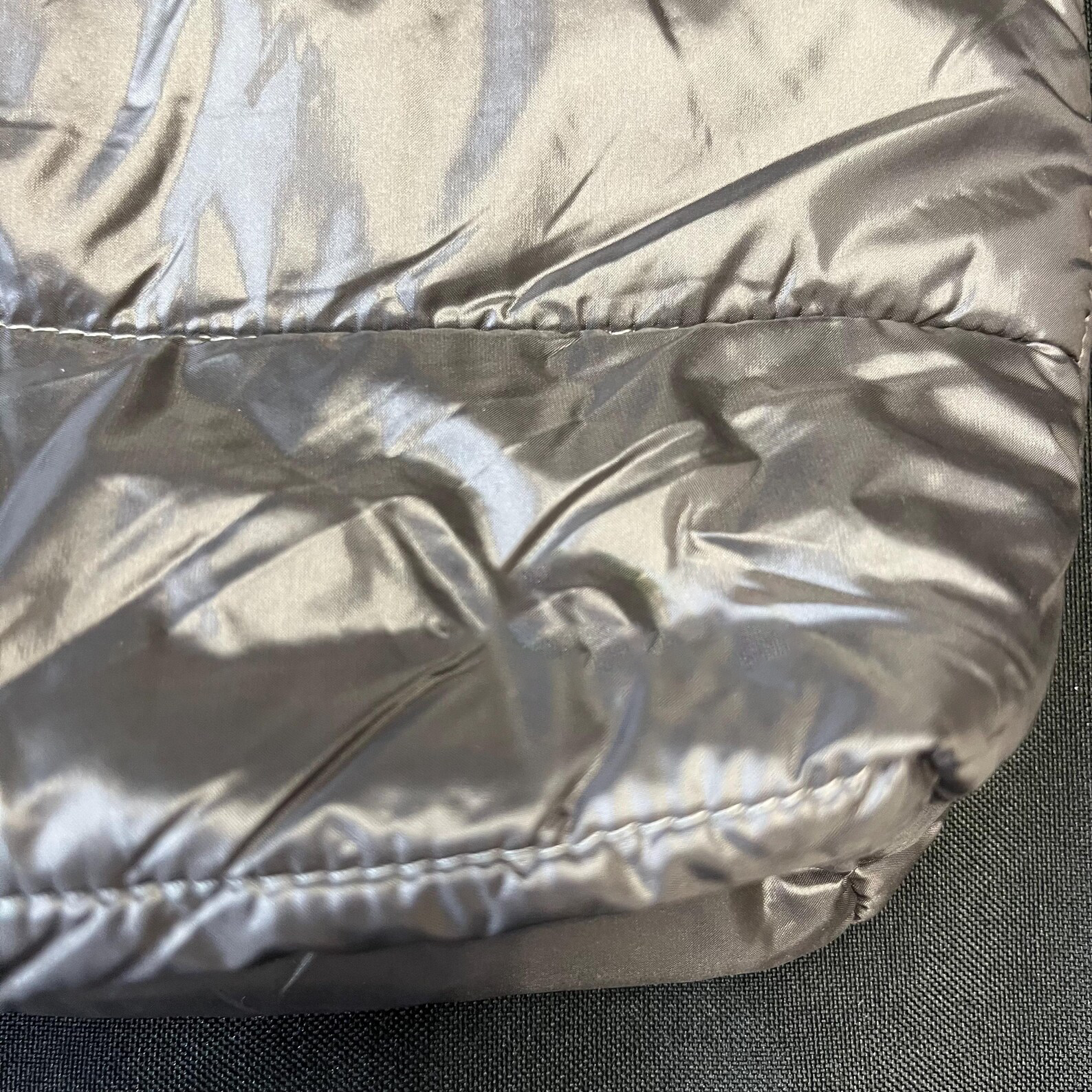 Metallic Silver Quilted Puffer Nylon Mini Shoulder Tote Bag