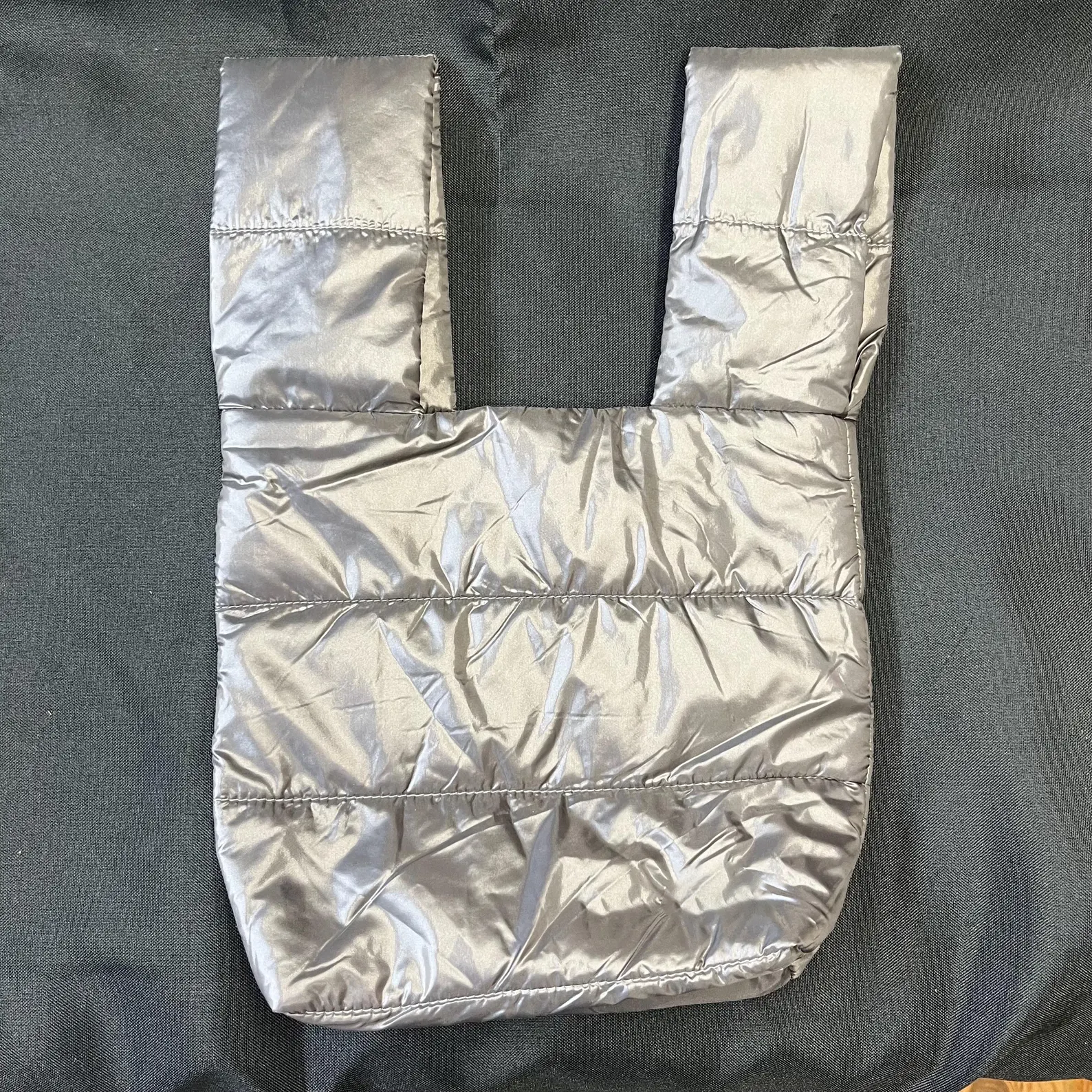 Metallic Silver Quilted Puffer Nylon Mini Shoulder Tote Bag