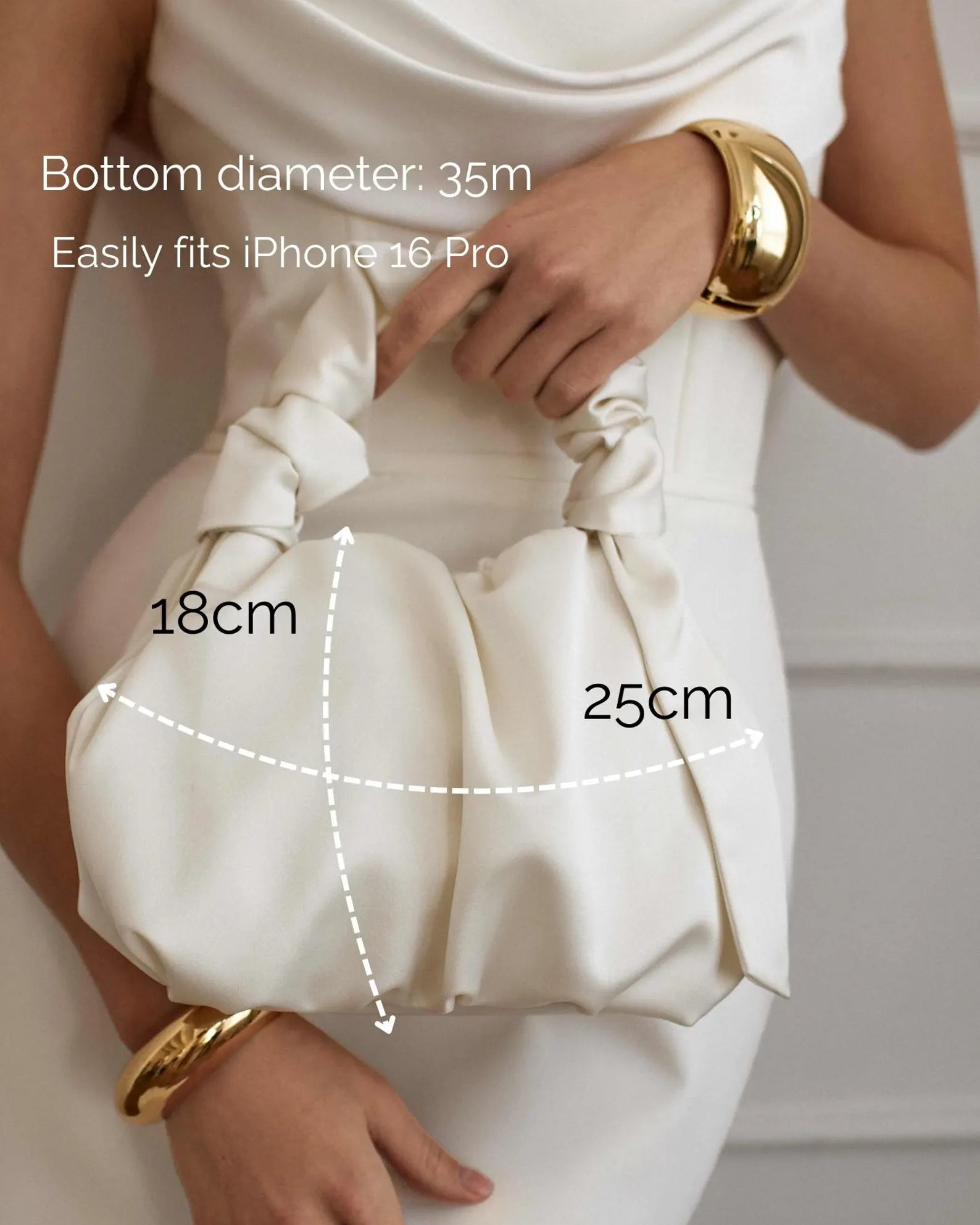 Handmade Ivory Satin Furoshiki Knot Evening Wrist Bag