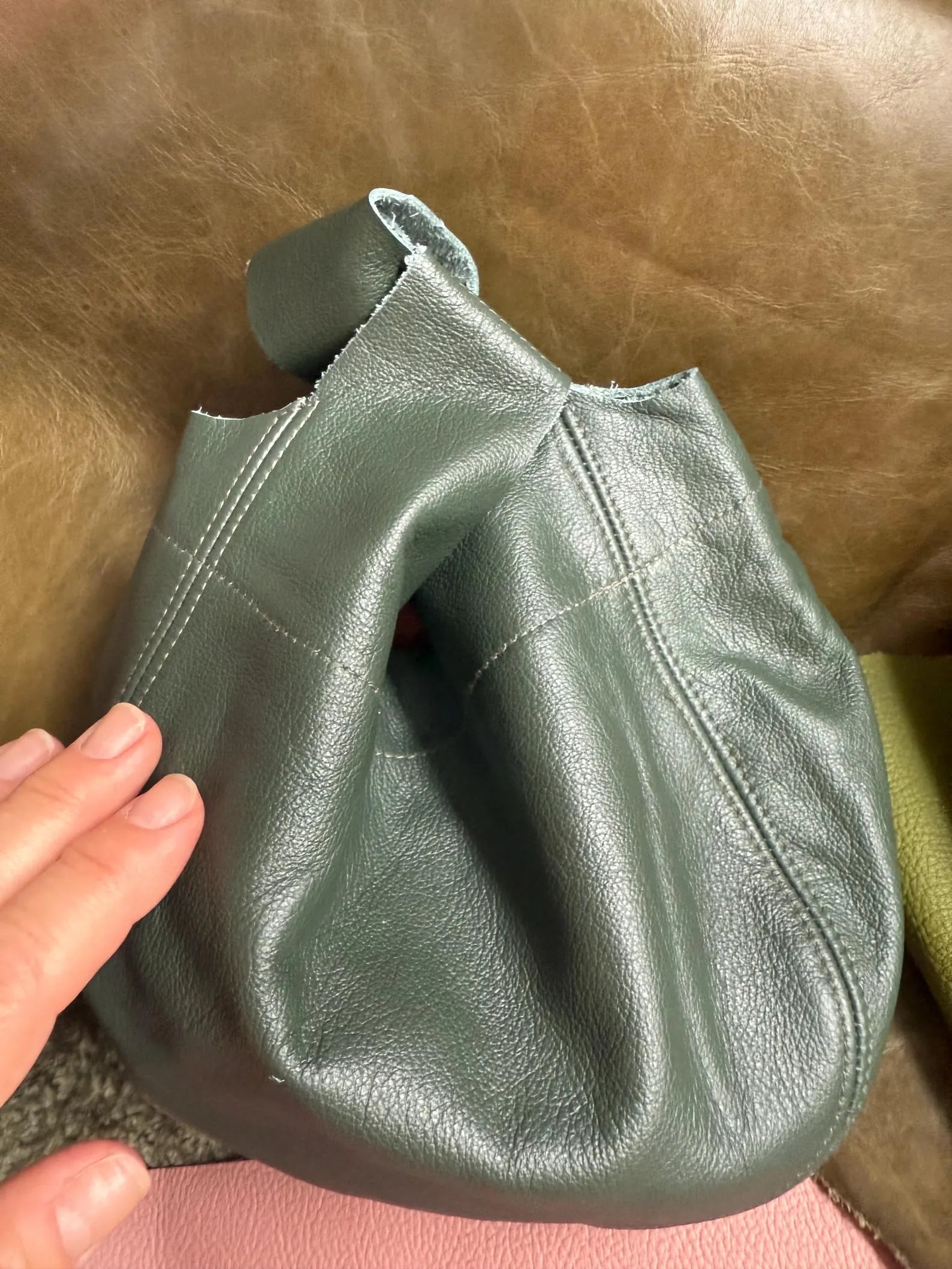 Genuine Leather Twist Knot Wrist Hobo Bag