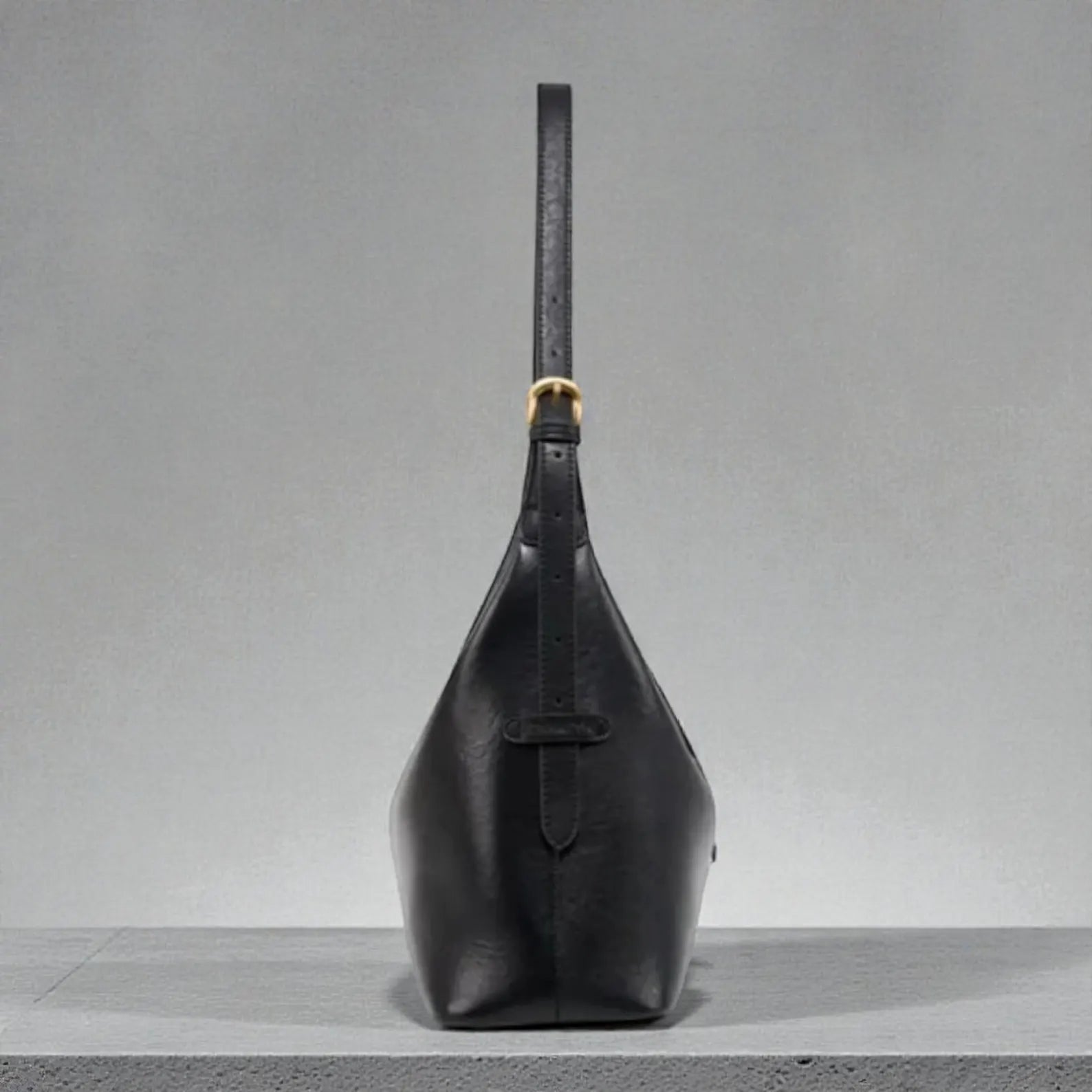 Soft Leather Minimal Gold Hardware Shoulder Hobo Bag