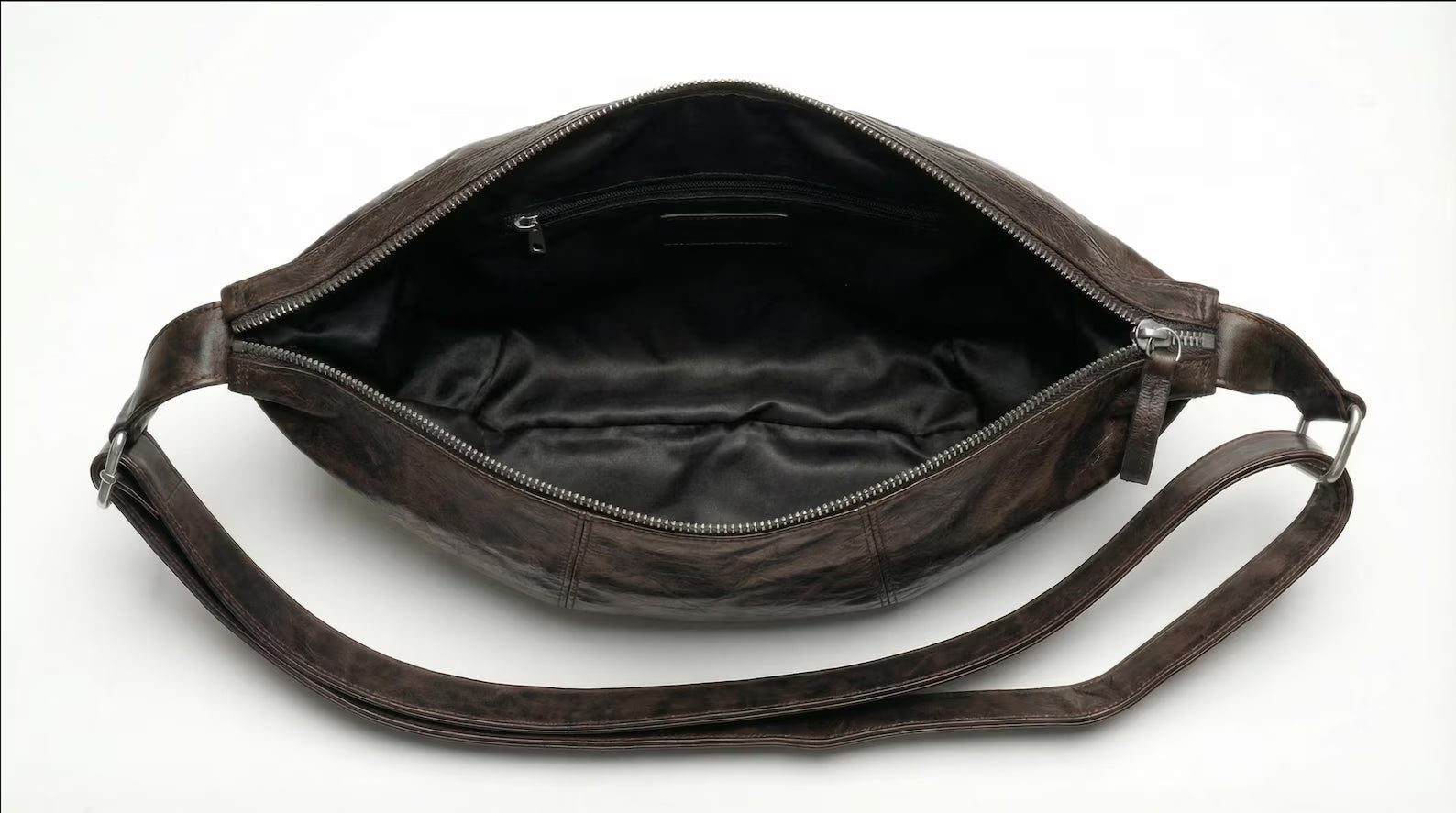 Vintage Distressed Leather Triangle Crossbody Sling Bag