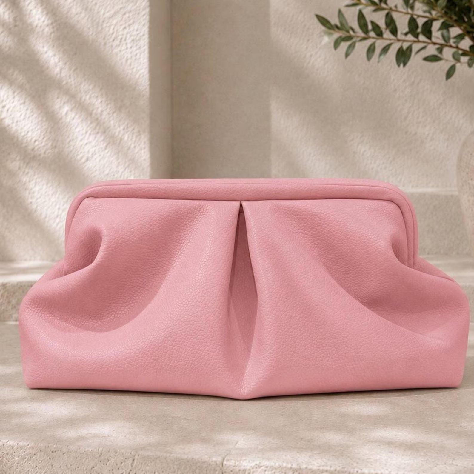 Soft Vegan Leather Fold Dumpling Evening Clutch Bag