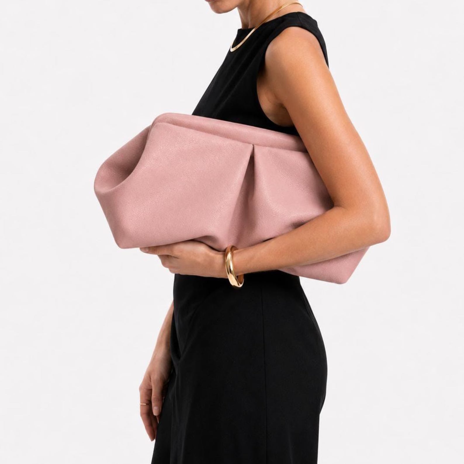 Soft Vegan Leather Fold Dumpling Evening Clutch Bag