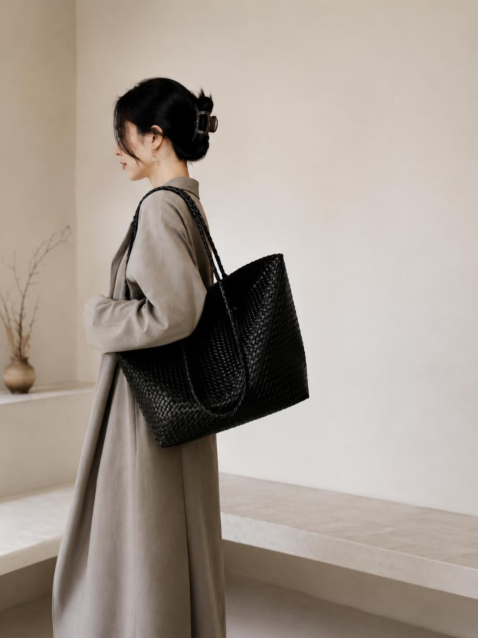 Soft Sheepskin Hand Woven Multi-Way Leather Tote Ba